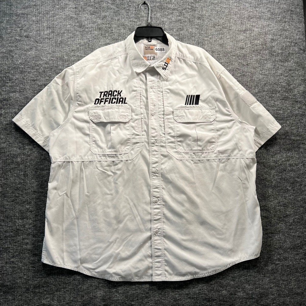 5.11 Tactical Track Official White Ripstop Short Sleeve Shirt Mens 2XL